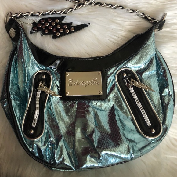 Betseyville Metalllic Blue Handbag